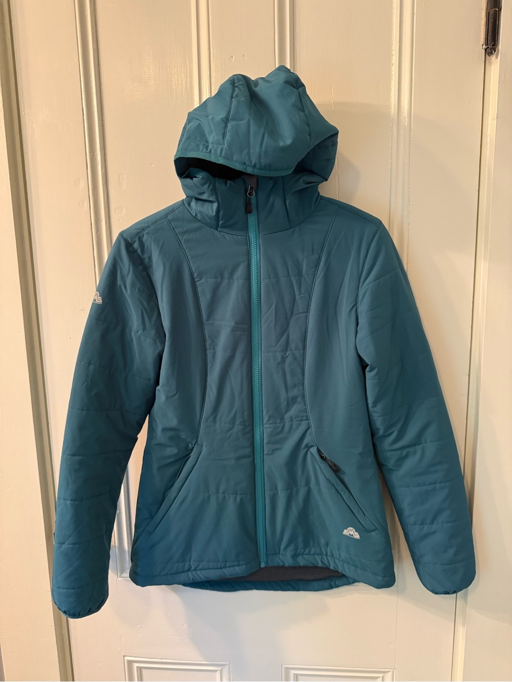 EMS Eastern Mountain Sports Lightweight Teal Hooded Insulated Jacket S